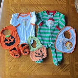 Baby girl 0-3 & 3-6 month halloween,thanksgiving& Christmas lot